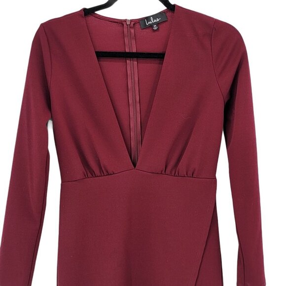 LuLus Sexy Wrap Dress Bodycon Long Sleeve Wedding Guest Prom Bridesmaid Date - Picture 5 of 8